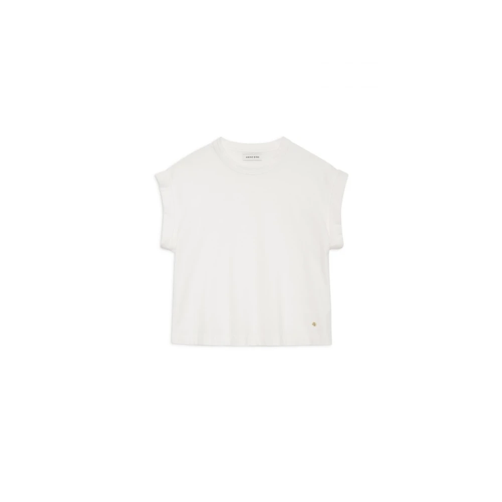 Anine Bing Caspen Blanc Tee Zacht en Gedrapeerd Katoenen T-Shirt White Dames