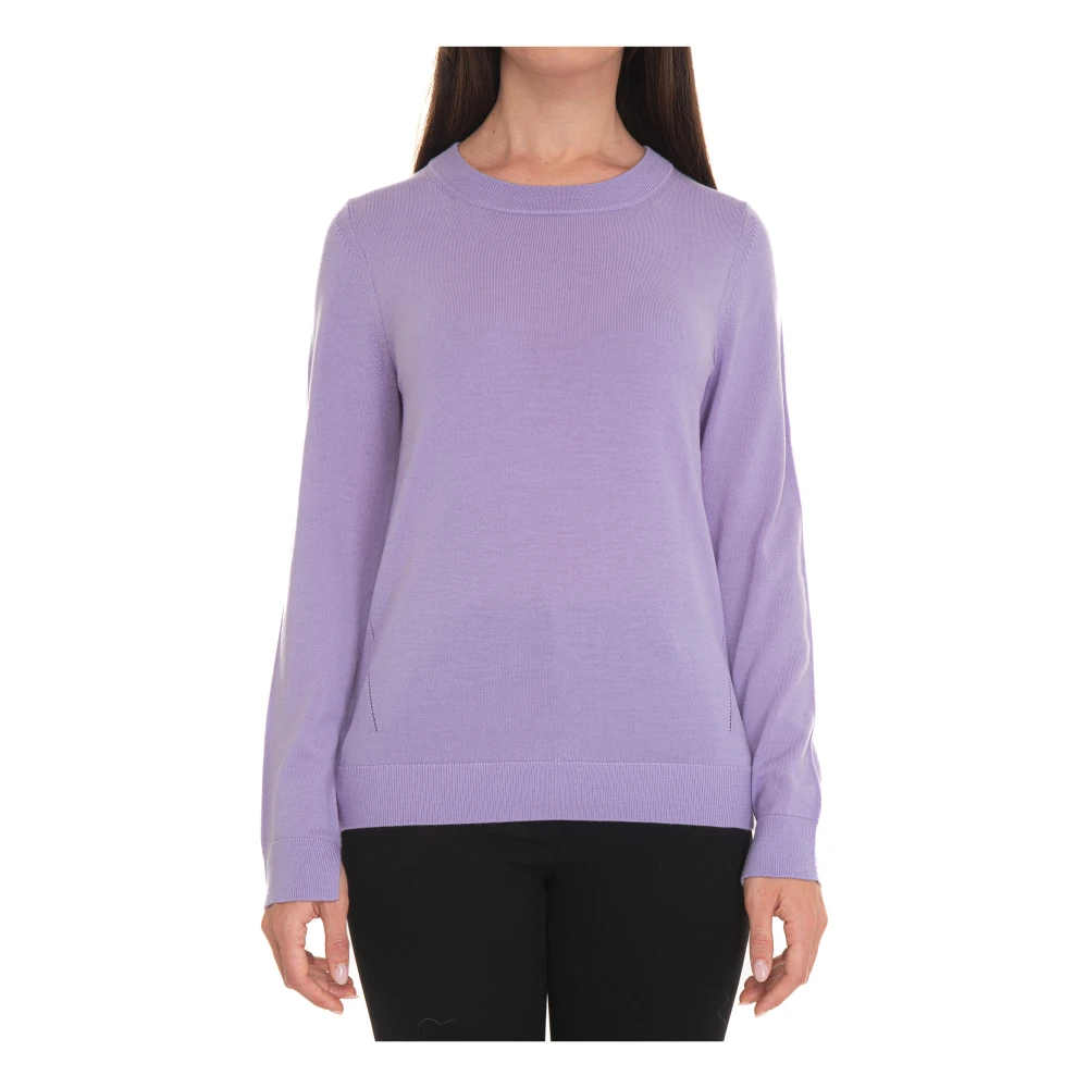 Boss Pullover met ronde hals en zijsplitten Purple Dames