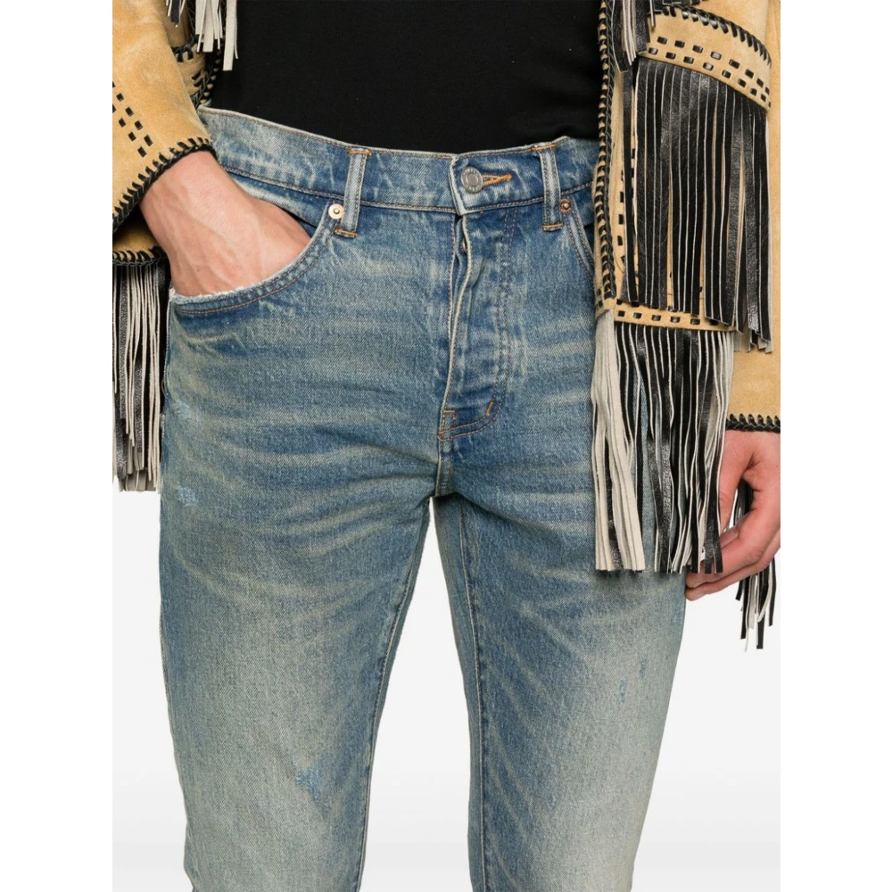 Purple Brand Blauwe Slim Fit Distressed Denim Jeans Blue Heren