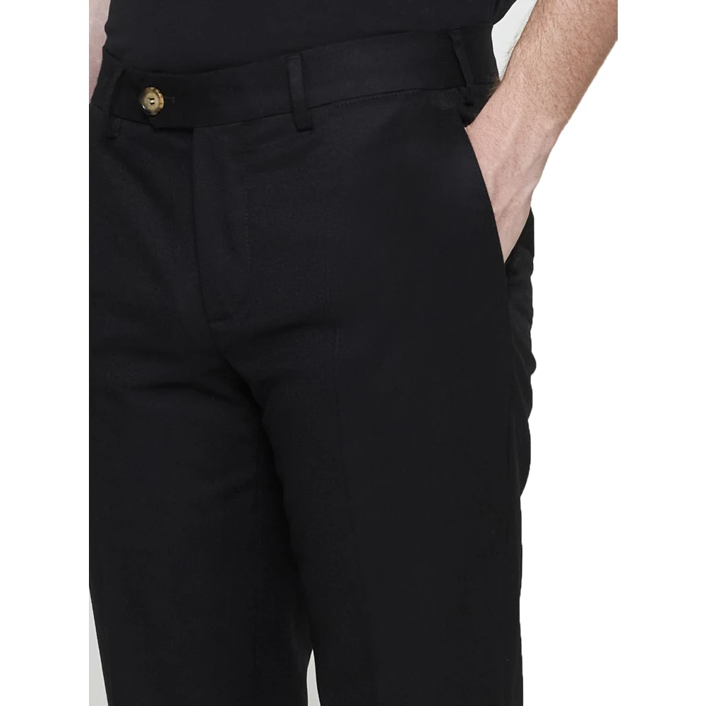 BRUNELLO CUCINELLI Zwarte Wollen Broek Rechte Pijp Black Heren