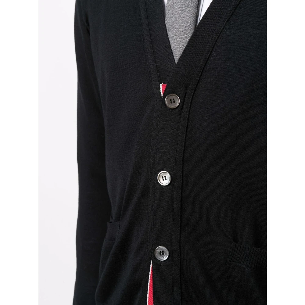 Thom Browne Zwarte 4-Bar Stripe Cardigan Sweater Black Heren