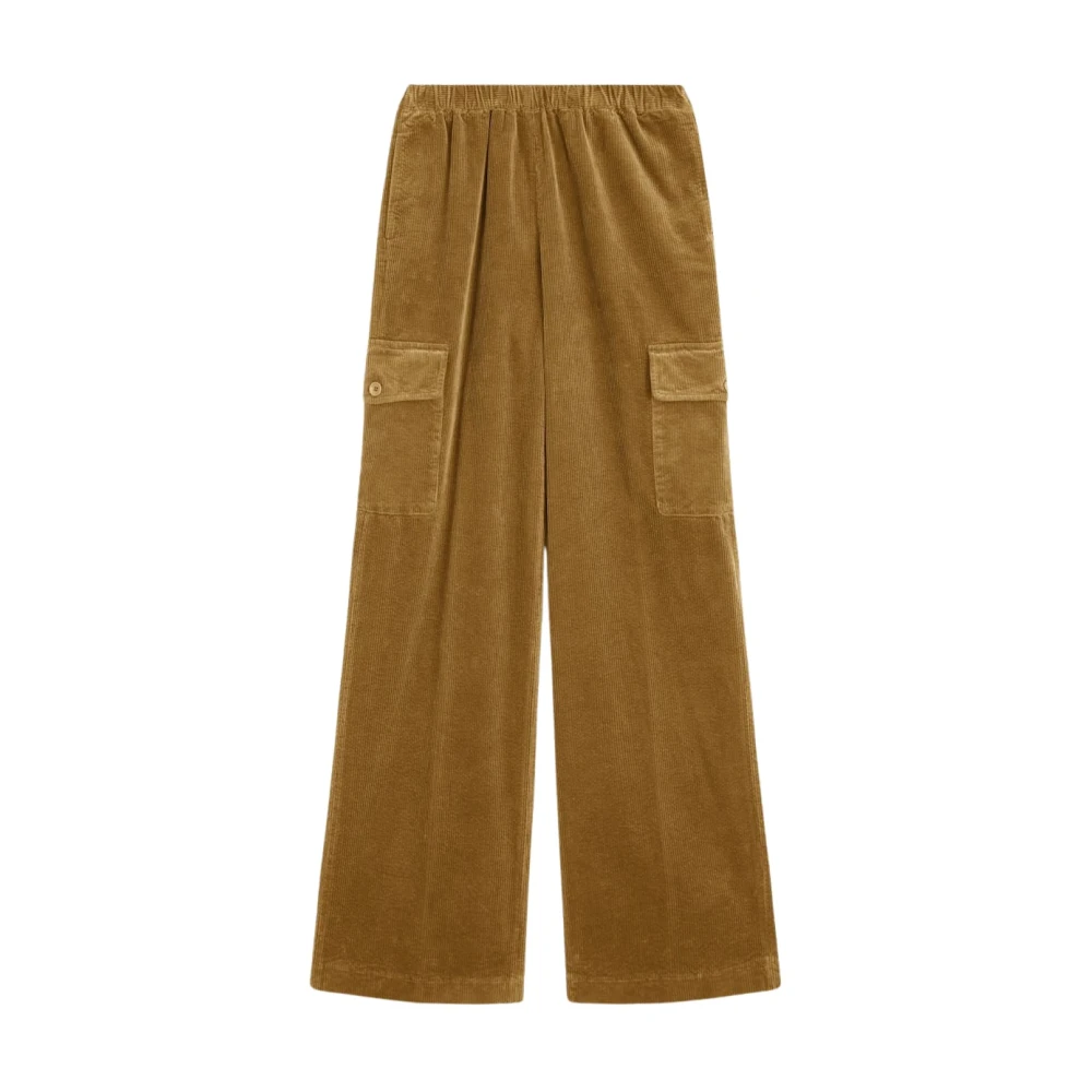 Aspesi Cargo Velvet Broek Rechte Pijp Brown Dames