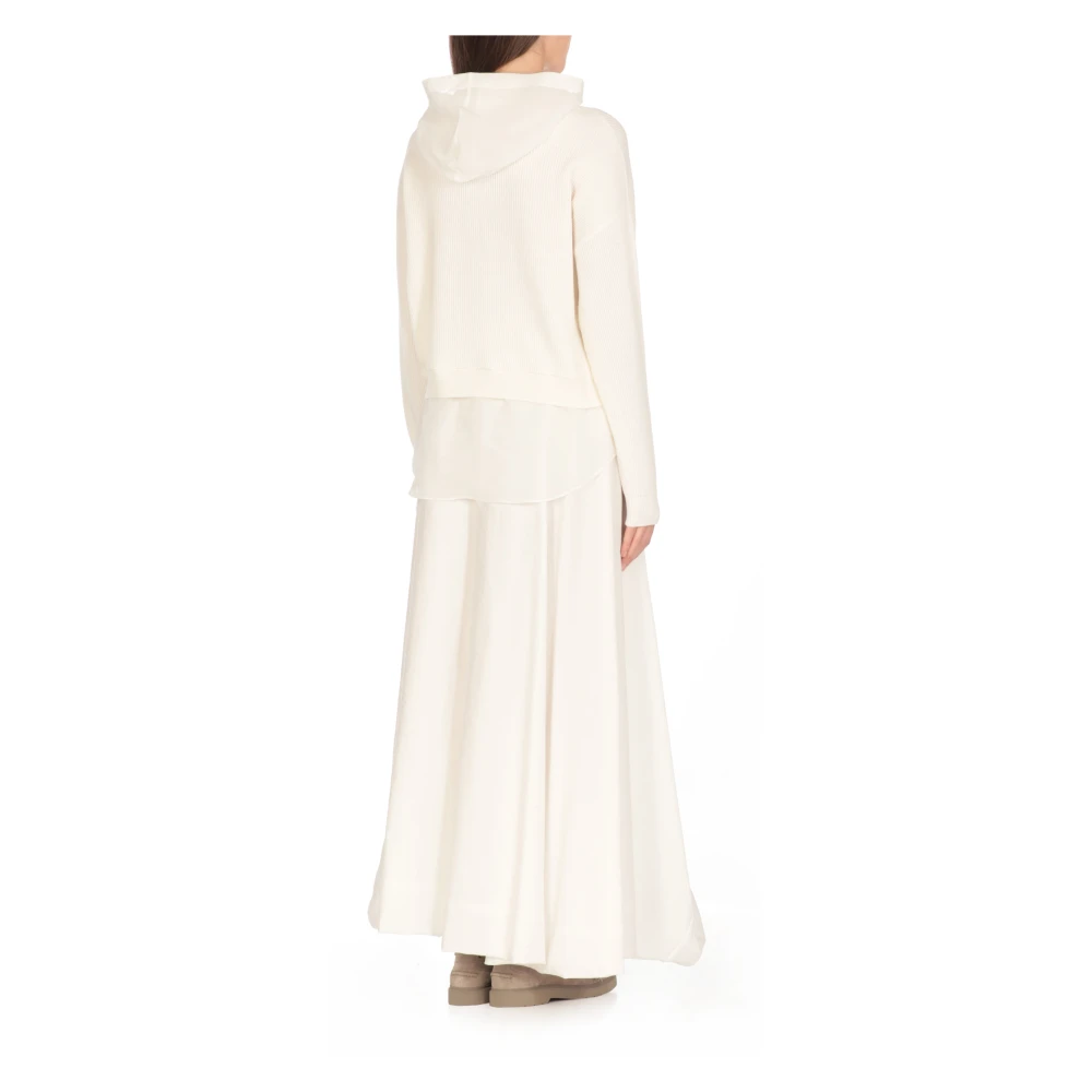 BRUNELLO CUCINELLI Ivoor Katoenen Trui met Geribbeld Patroon Beige Dames
