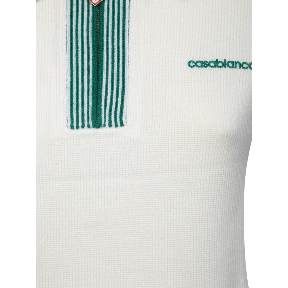 Casablanca Groene Kraag Tennis Polo Shirt White Dames