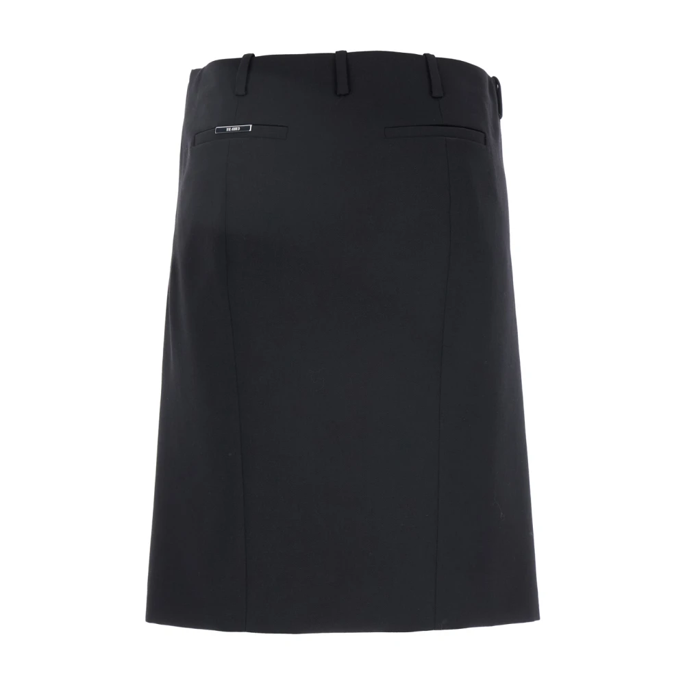 The Attico Zwarte wollen rok met voor splitten Black Dames