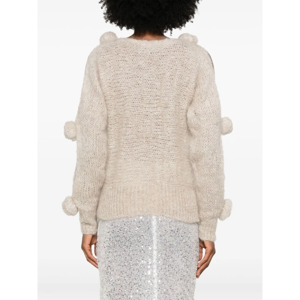 Blumarine Beige Mohair Trui met 3D Rozen Beige Dames