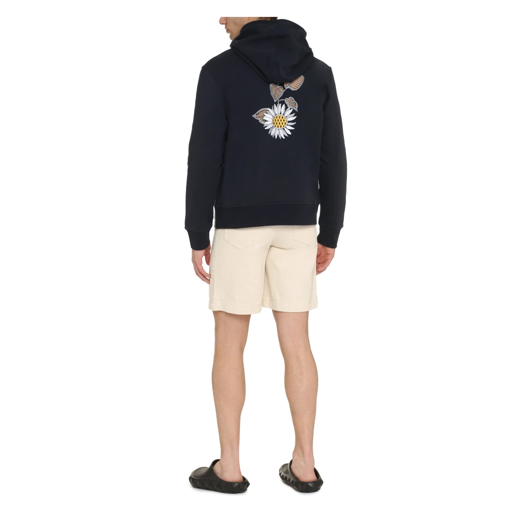 Thom Browne Geborduurde katoenen hoodie Blue Heren