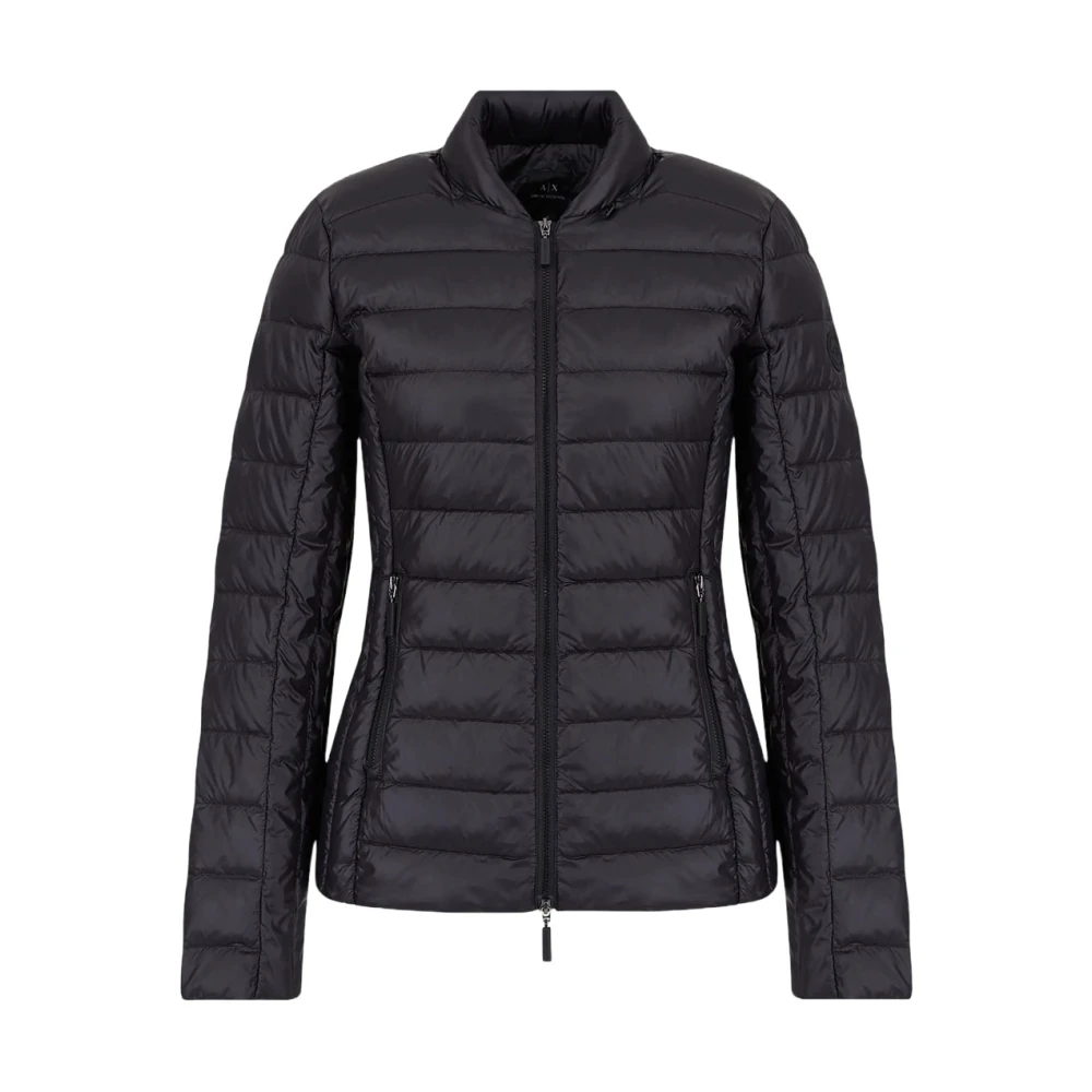 Armani Exchange Women's Black Quilted Technical Fabric Coat