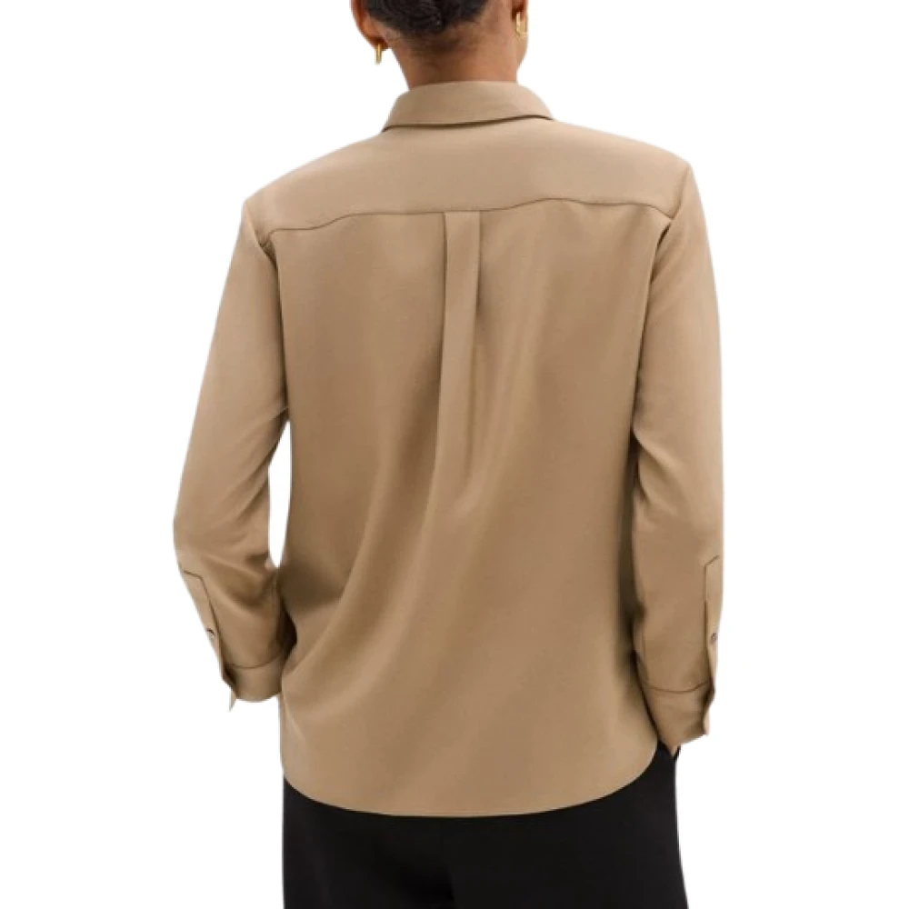 Theory Kameel Flanellen Overhemd Rechte Silhouet Brown Dames