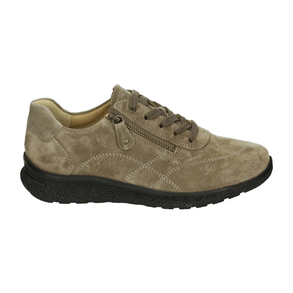 Hartjes Sportieve Lage Damesschoenen Taupe Suède Dames Schoenen Beige
