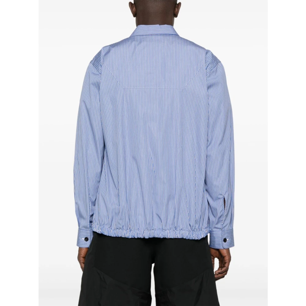 Sacai Blauw Gestreepte Katoenen Jas Blue Heren