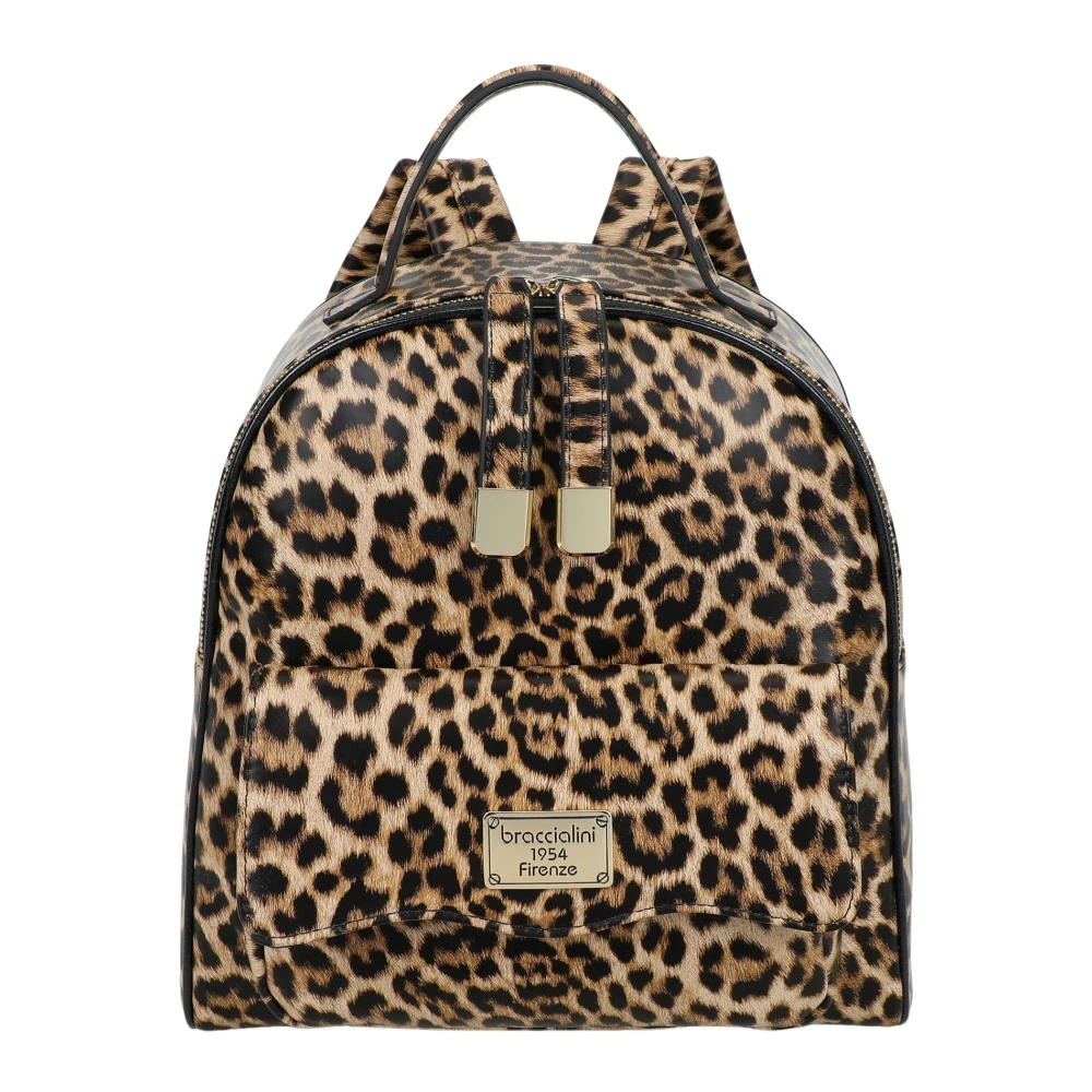 Braccialini Brun Kompakt Läderryggsäck