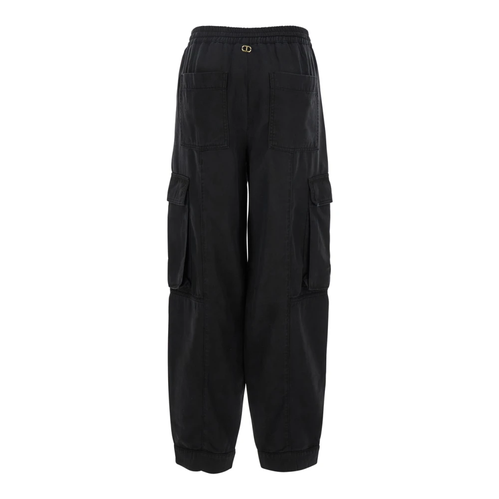 Twinset Zwarte Cargo Broek met Trekkoord Taille Black Dames