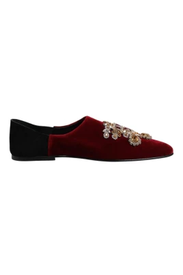 Kristallutsmyckade sammet loafers
