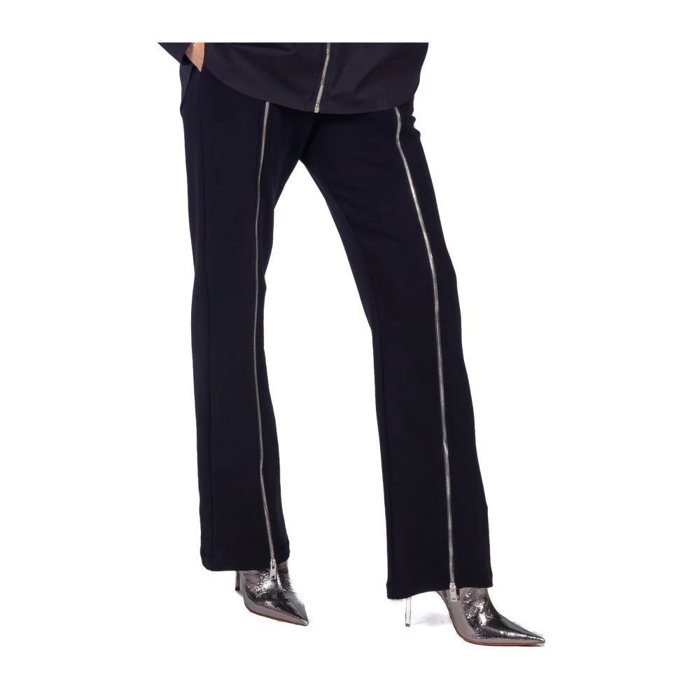 Msgm Zwarte Zip Vent Sweatpants Katoen Italië Black Dames