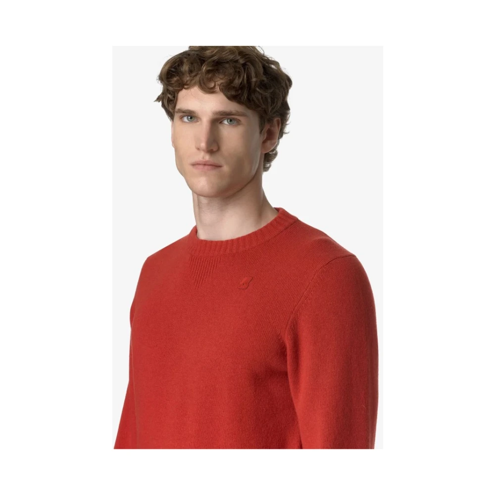 K-way Rode Crewneck Gebreide Trui Red Heren