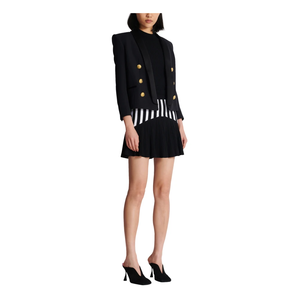 Balmain Rand-tot-rand 6-knoops jas Black Dames