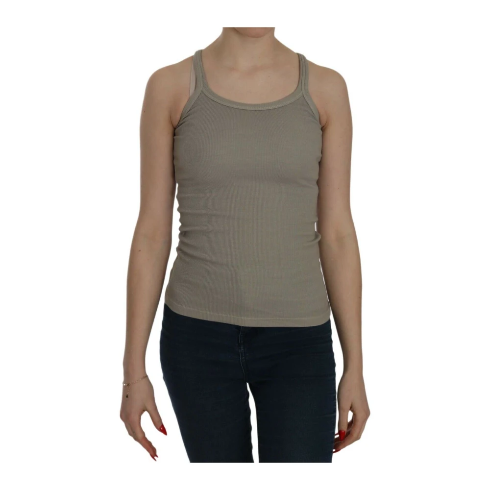 Pink Memories Women's Gray Chic Beige Spaghetti Strap Top - Sleeveless Tops - L - Tops