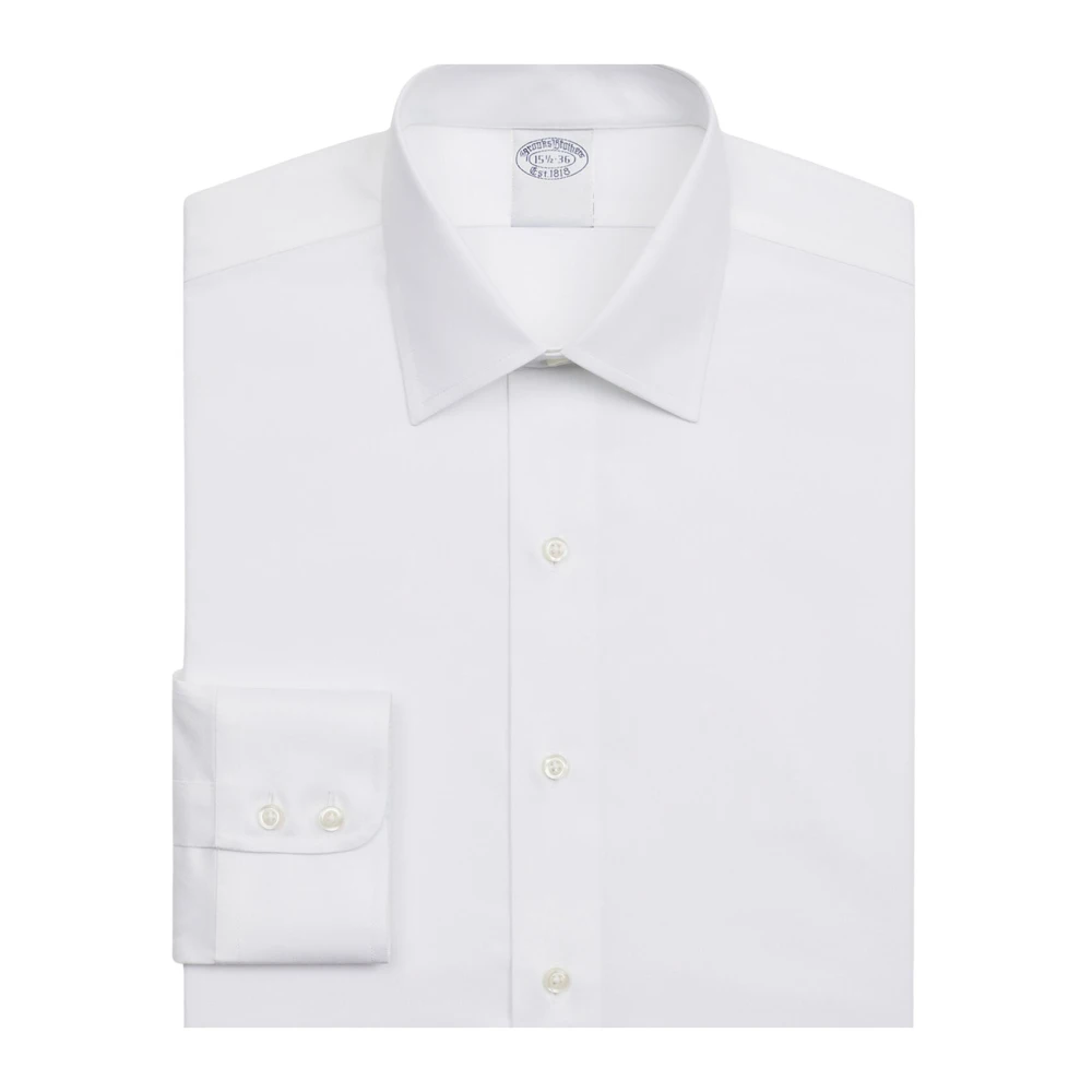 Brooks Brothers Men's White Regent Regular Fit Stretch Supima Cotton Non-Iron Twill Ainsley Collar Dress Shirt - Formal Shirts - S - Shirts