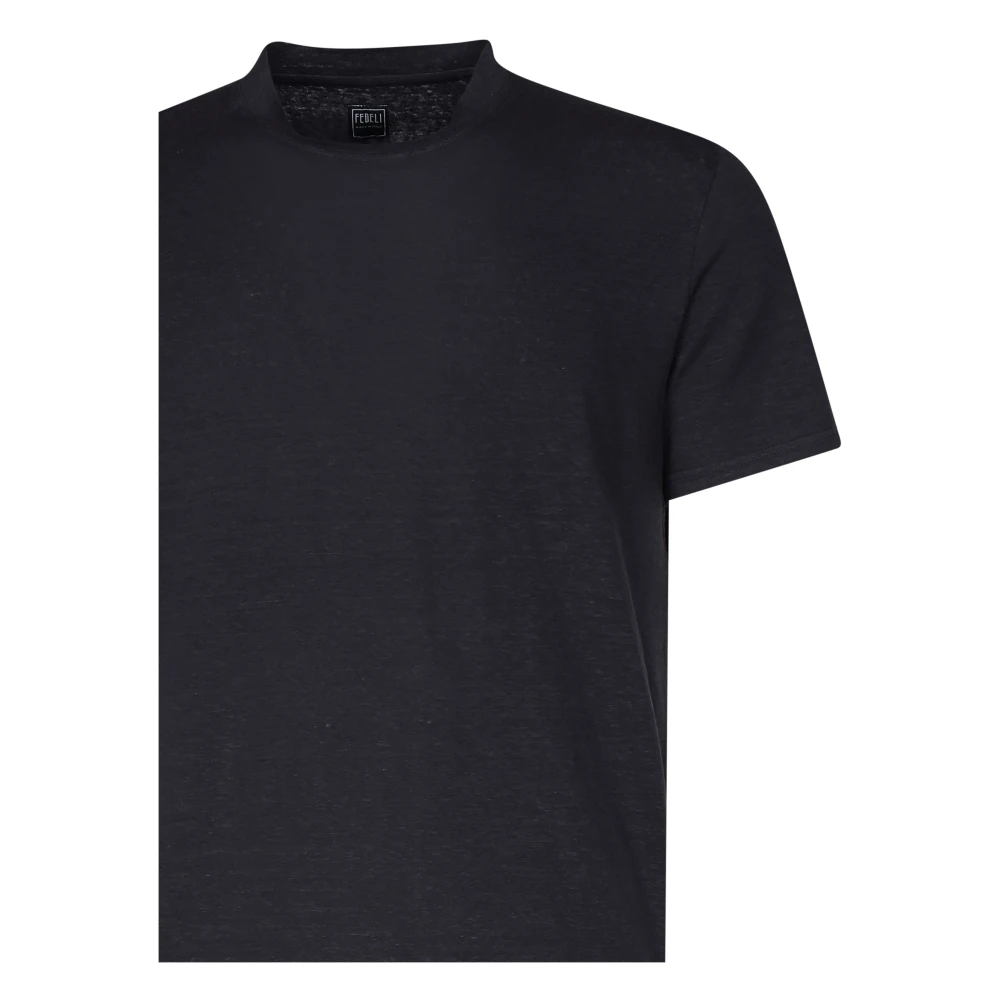 Fedeli Zwart Linnen T-shirt en Polo Black Heren