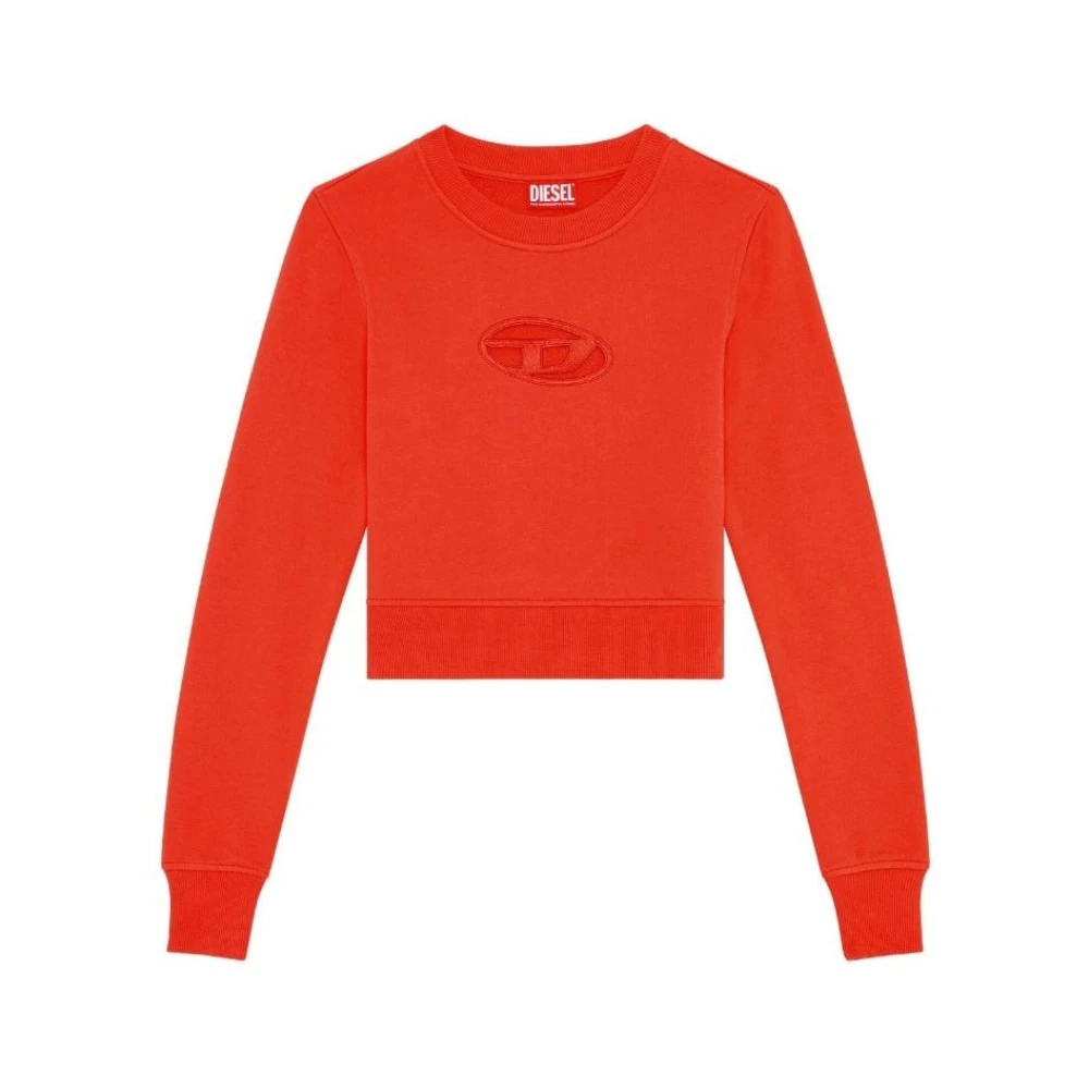 Diesel Röd Logo Cut Out Sweatshirt Red, Dam