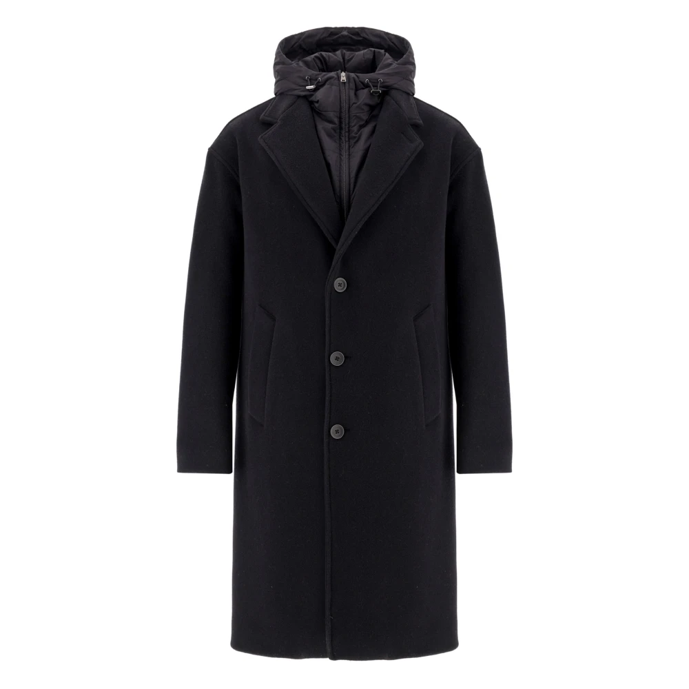 Herno Zwarte jas met afneembare borstharnas Black Heren