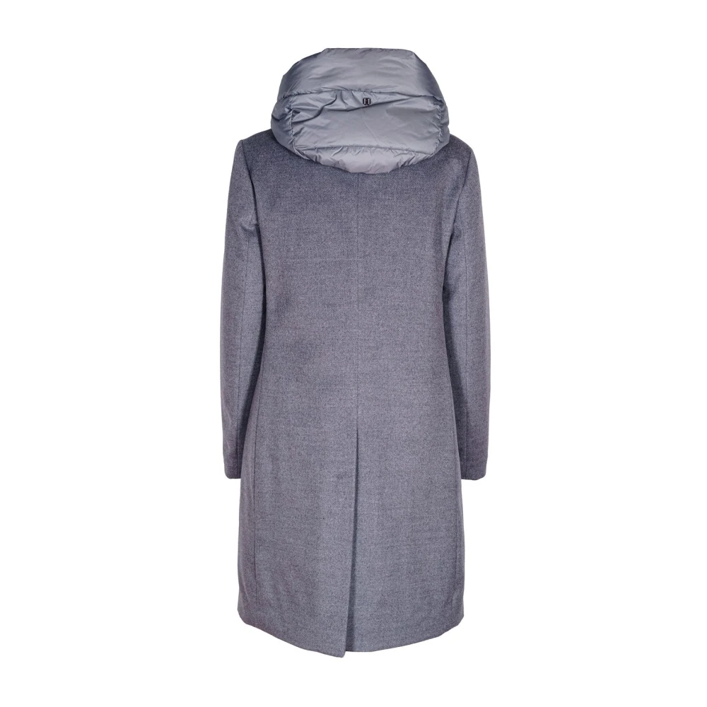 Duno Lange wollen jas met afneembare capuchon Gray Dames
