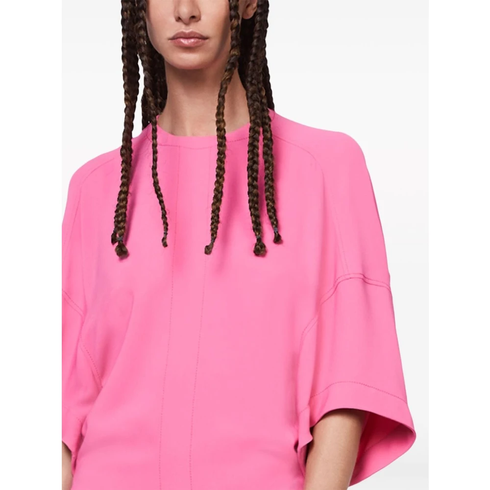 Stella Mccartney Roze Zijden Blend Crew Neck Jurk Pink Dames