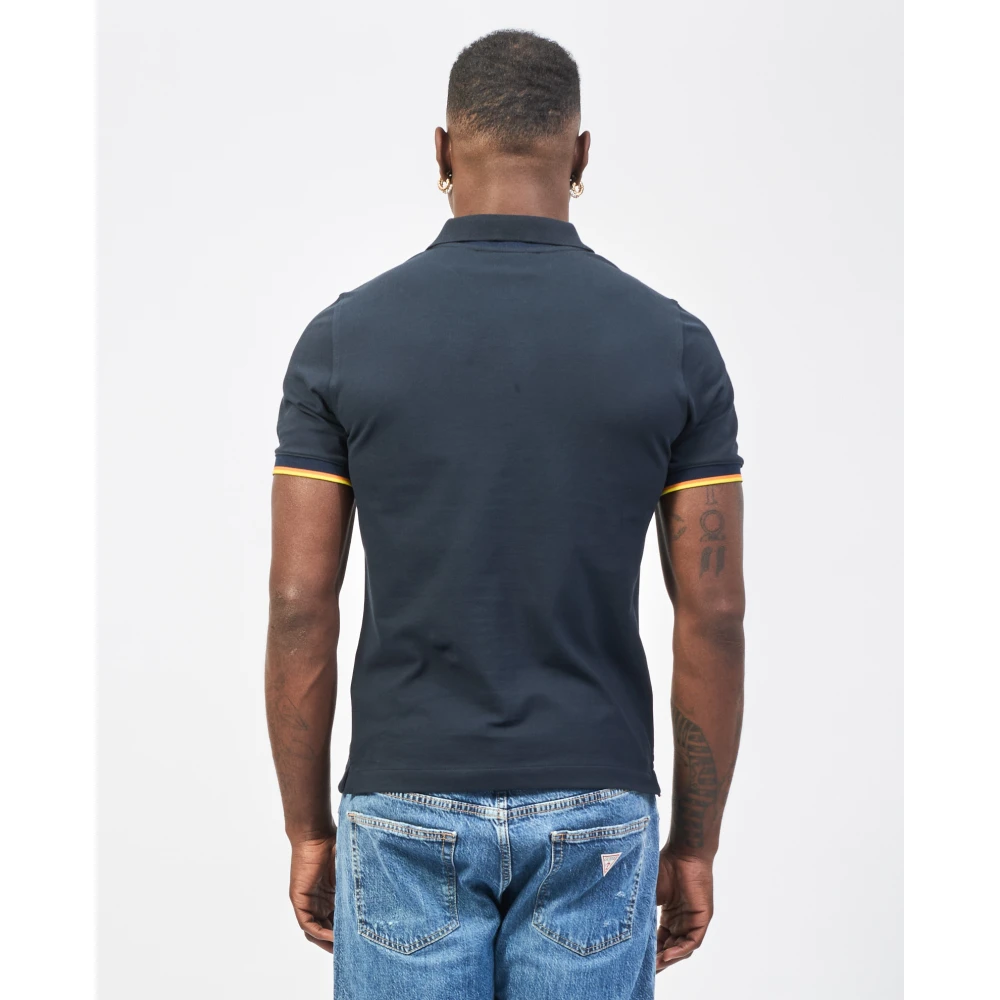 K-way Blauw Polo Shirt Stretch Katoen Blue Heren
