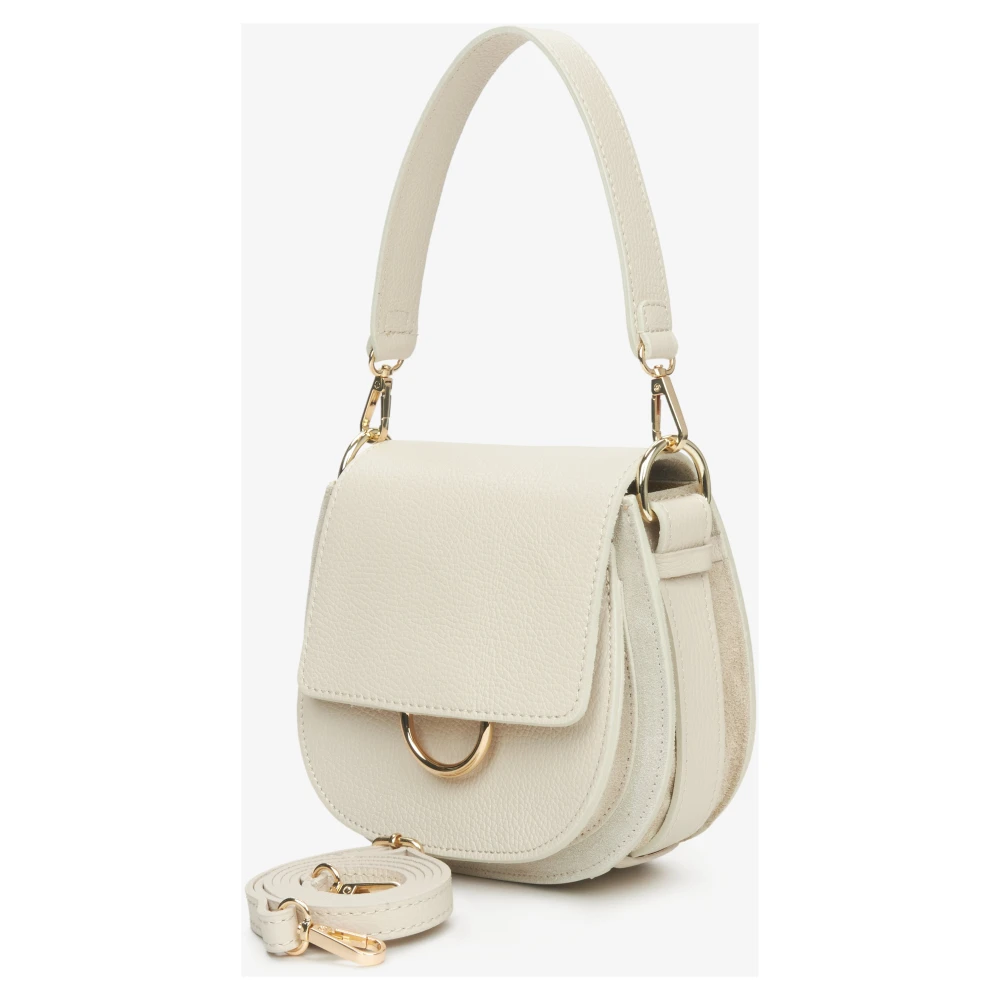 Estro Italiaans Leer Kleine Crème Beige Crossbody Tas Er00115064 Beige Dames
