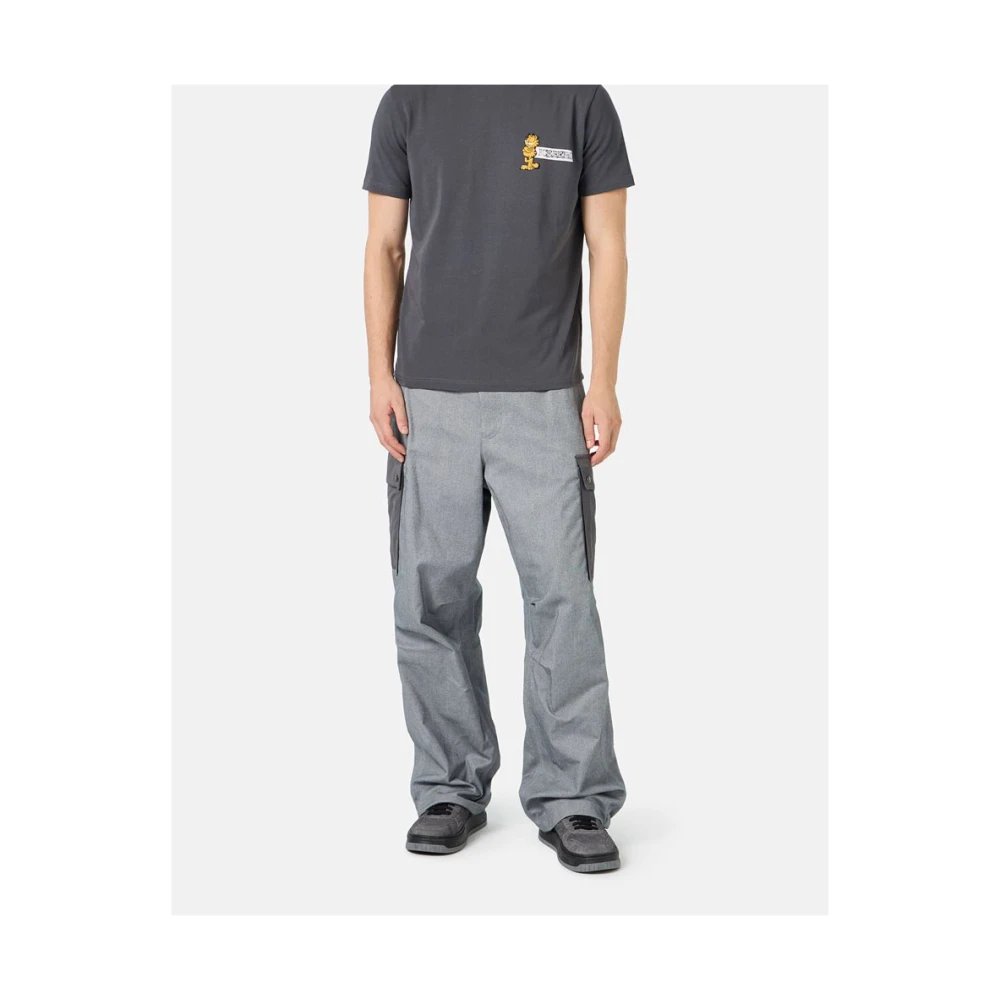 Iceberg Grijze slim-fit T-shirt in stretch jersey met Garfield-print en logo Gray Heren