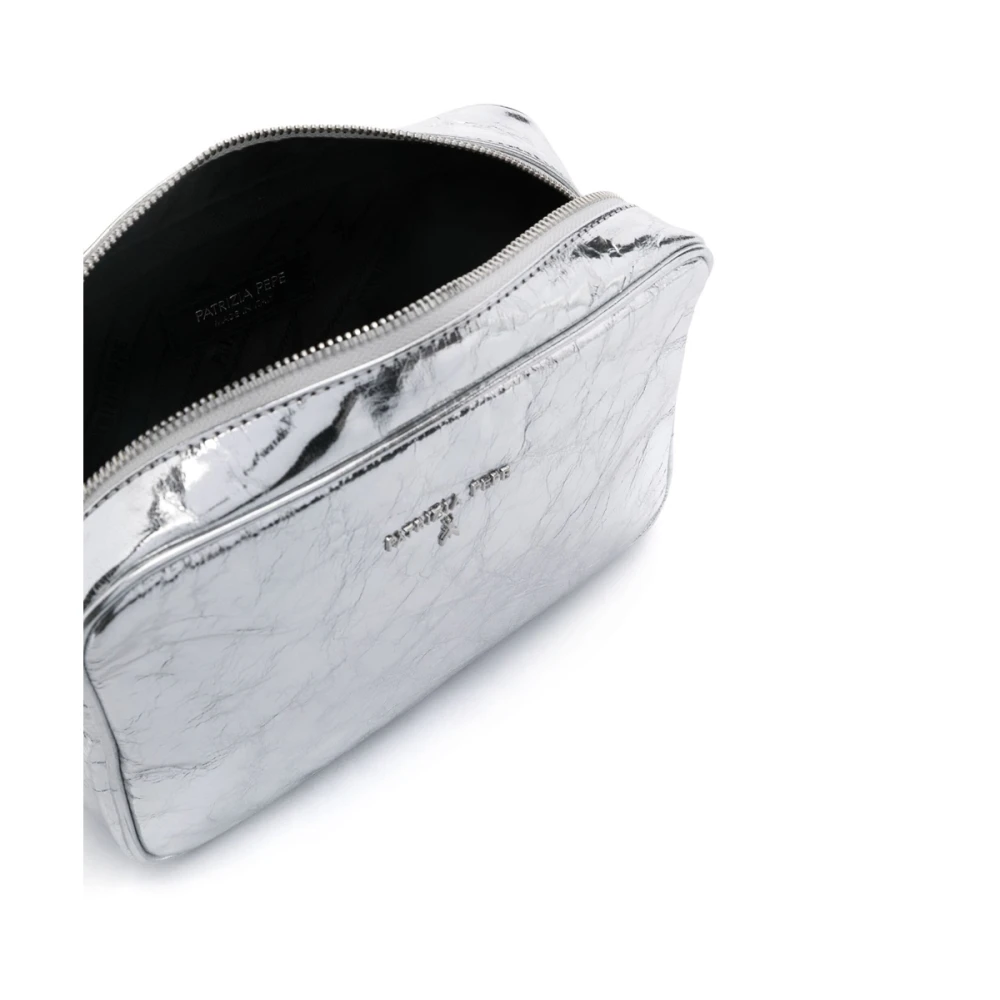 PATRIZIA PEPE Zilveren Crossbody Tas met Ritssluiting Gray Dames