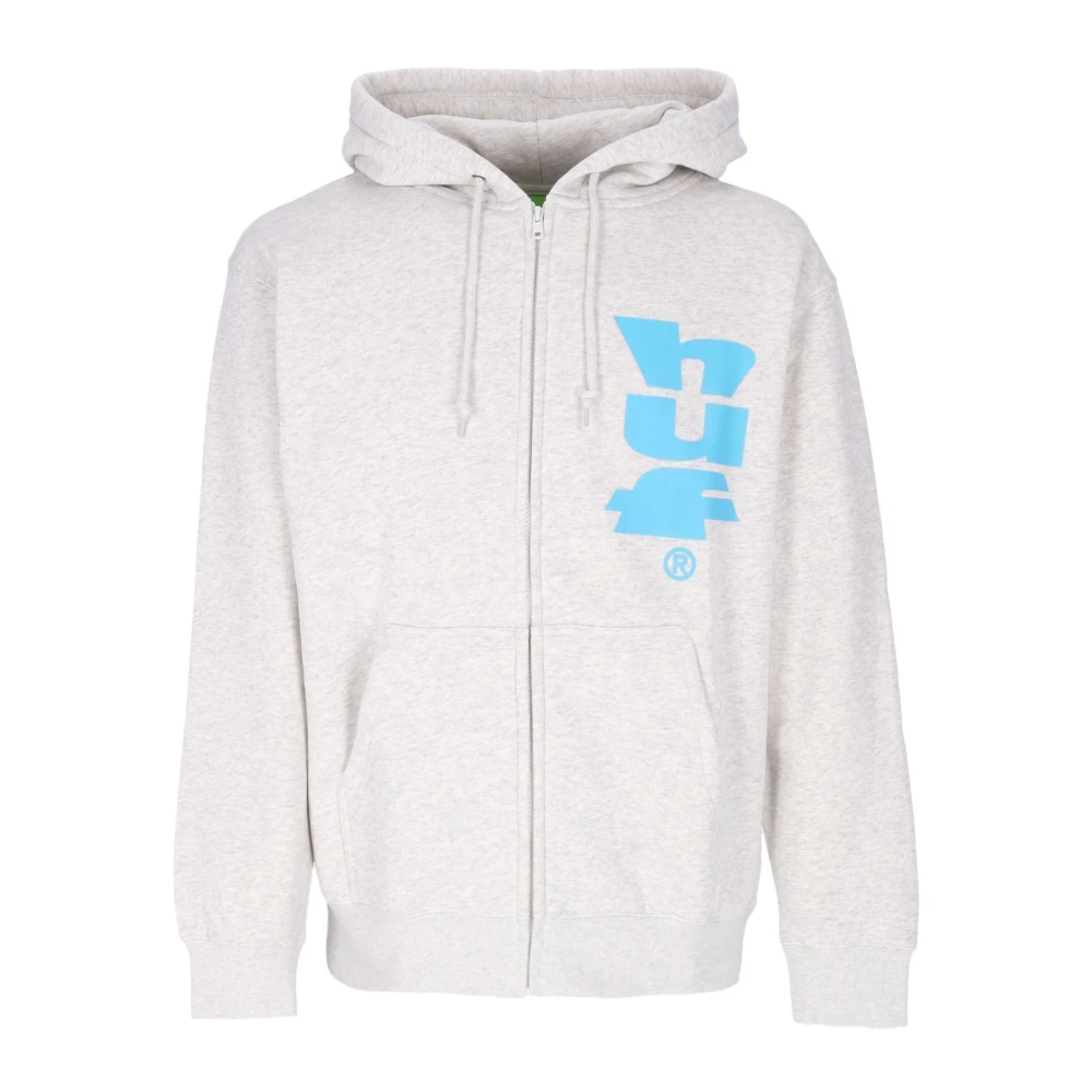 Huf Men's Gray Zip-Throughs, S, Athletic Heather Zip Hoodie Long Sleeve