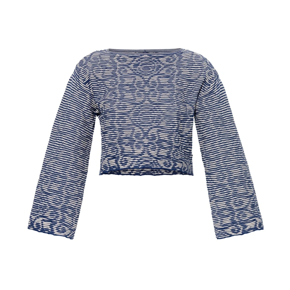 Emporio Armani Women's Blue Blouses, Xs, Ribbed Crop Top
