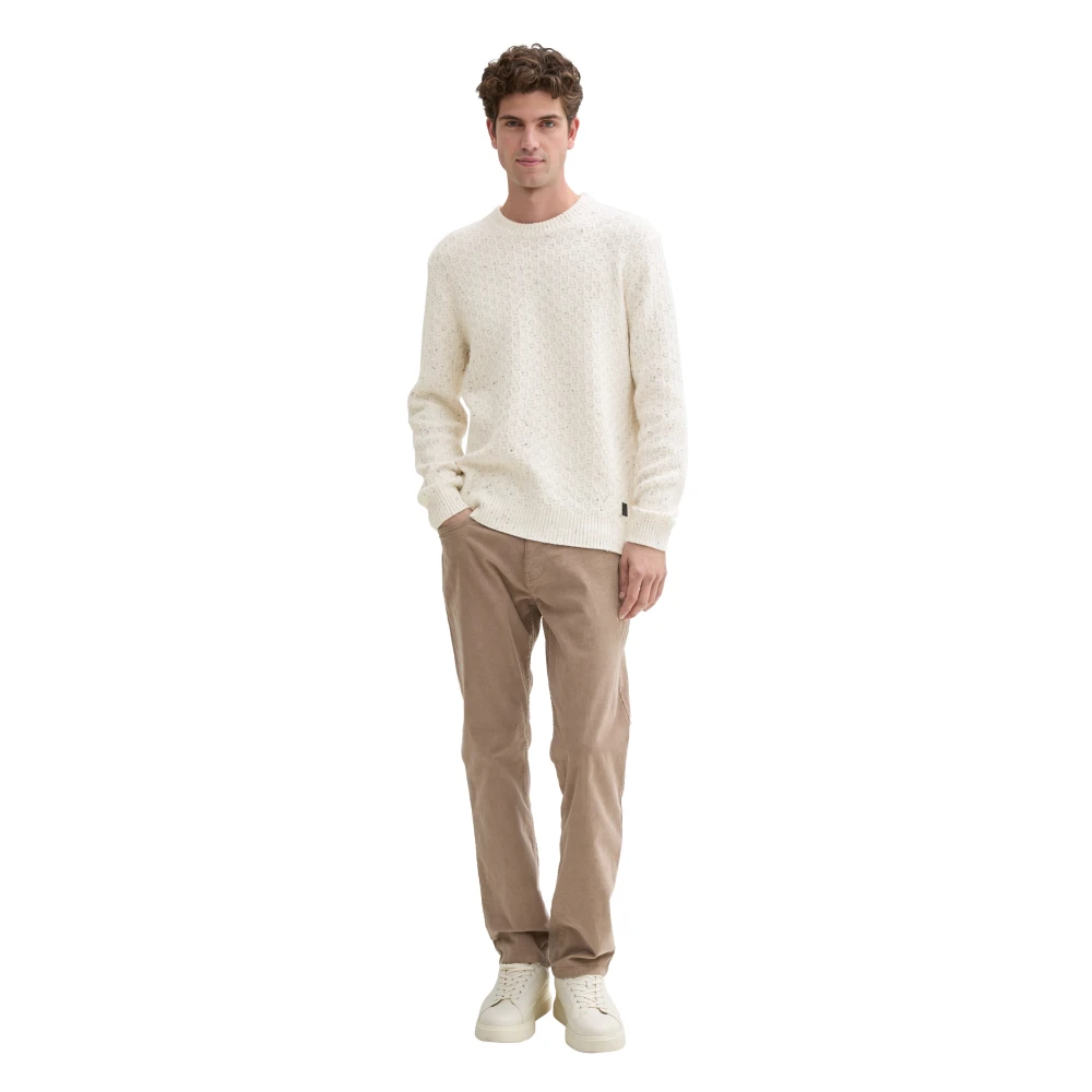 Tom Tailor Gebreide trui met logobadge Beige Heren