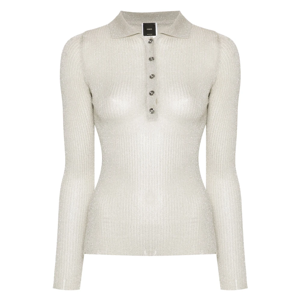 Pinko Stijlvolle Polo Shirt in Wit Zilver White Dames