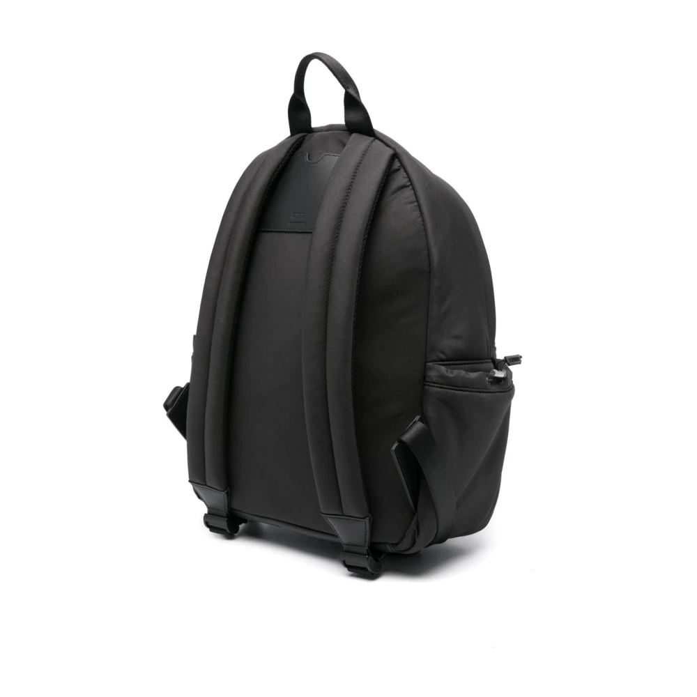 Ami Paris Zwarte Stijlvolle Rugzak met Ritssluiting Black Heren
