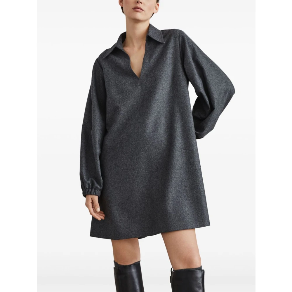 BRUNELLO CUCINELLI Grijze Flanellen Overhemdjurk Gray Dames