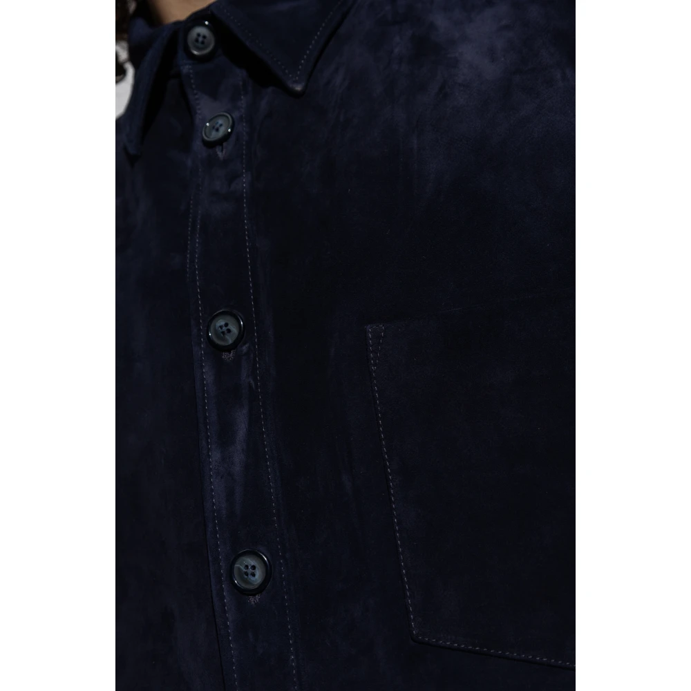 Giorgio Armani Suède overhemd Blue Heren