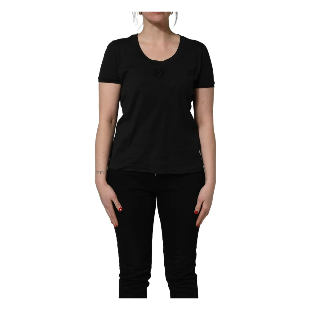 Dolce & Gabbana Donna Nero - T-Shirt A Maniche Corte Con Girocollo - Tops - L