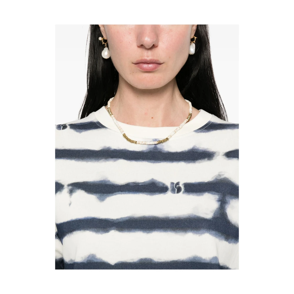 BA&SH Navy Blauw Gestreepte Sweater met Ronde Hals White Dames