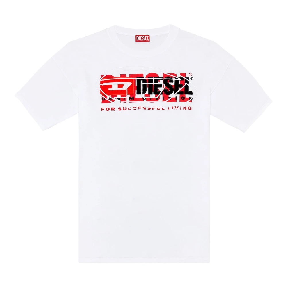 Diesel T-shirt with layered logos White Heren
