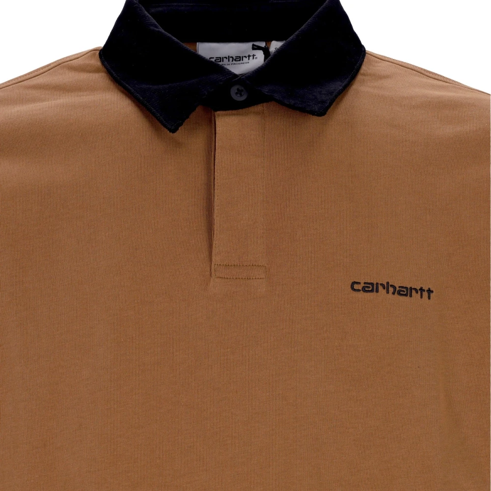 Carhartt WIP Lange Mouw Polo Cord Rugby Shirt Brown Heren