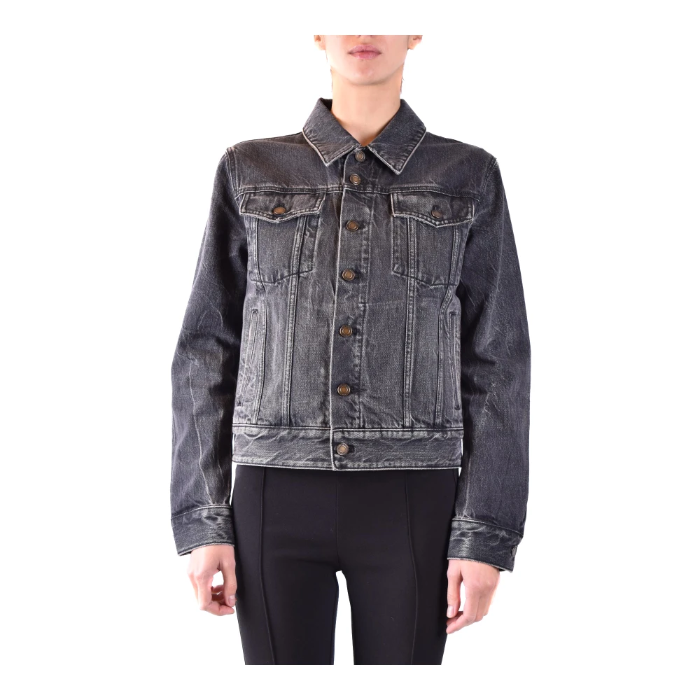 Saint Laurent Denim Blouson Jacket Blue Dames
