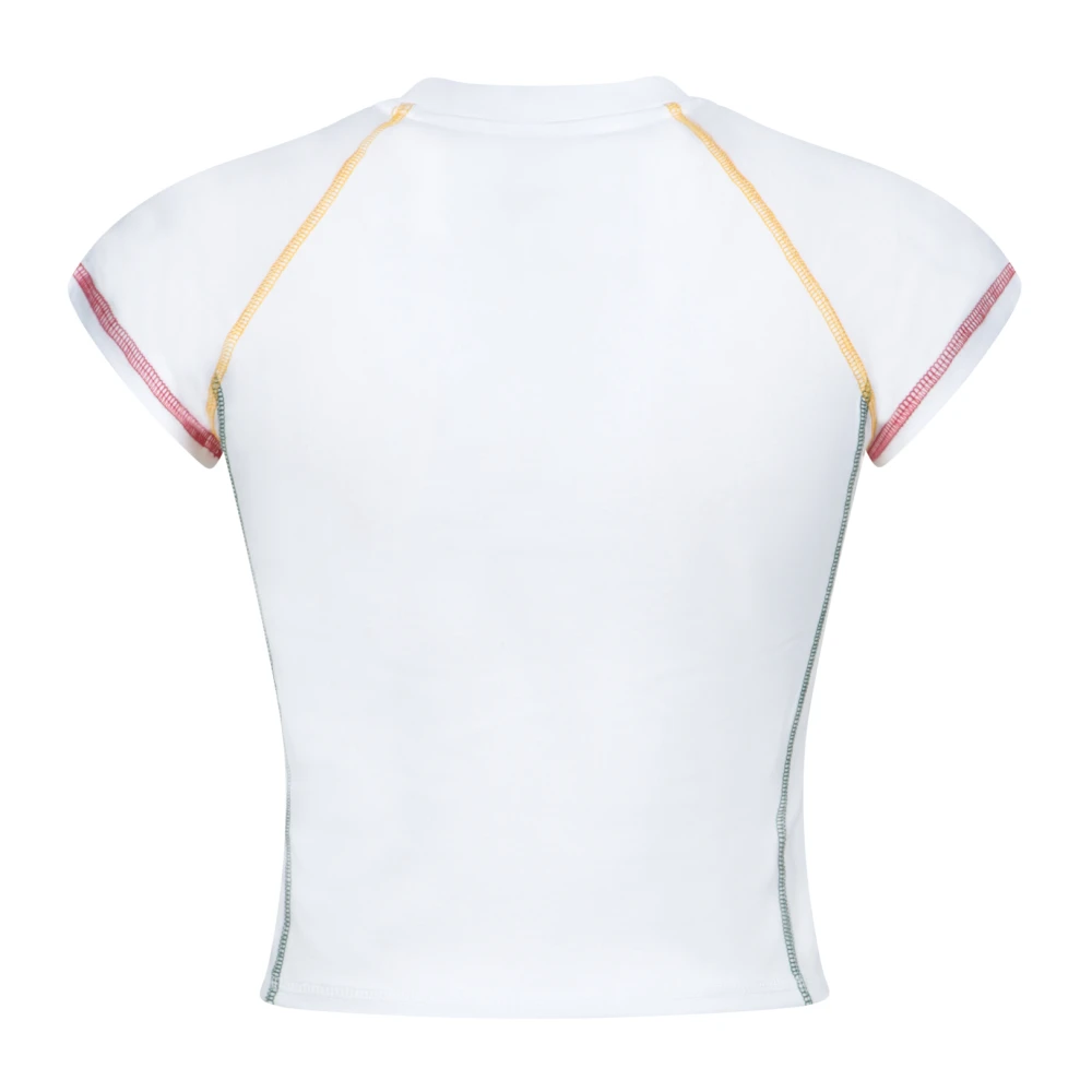 Casablanca Sportieve Gestreepte Korte Mouw T-Shirt White Dames