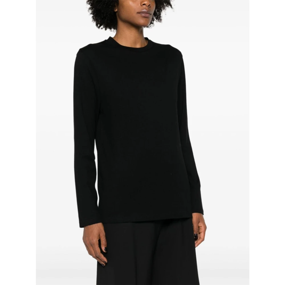 Jil Sander Zwart Katoenen Logo Print T-shirt Black Dames