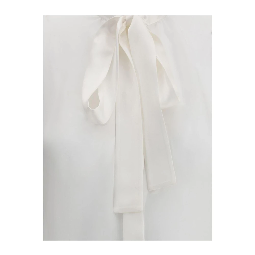 Dolce & Gabbana Zijden chiffon overhemd met strik sjaal White Dames