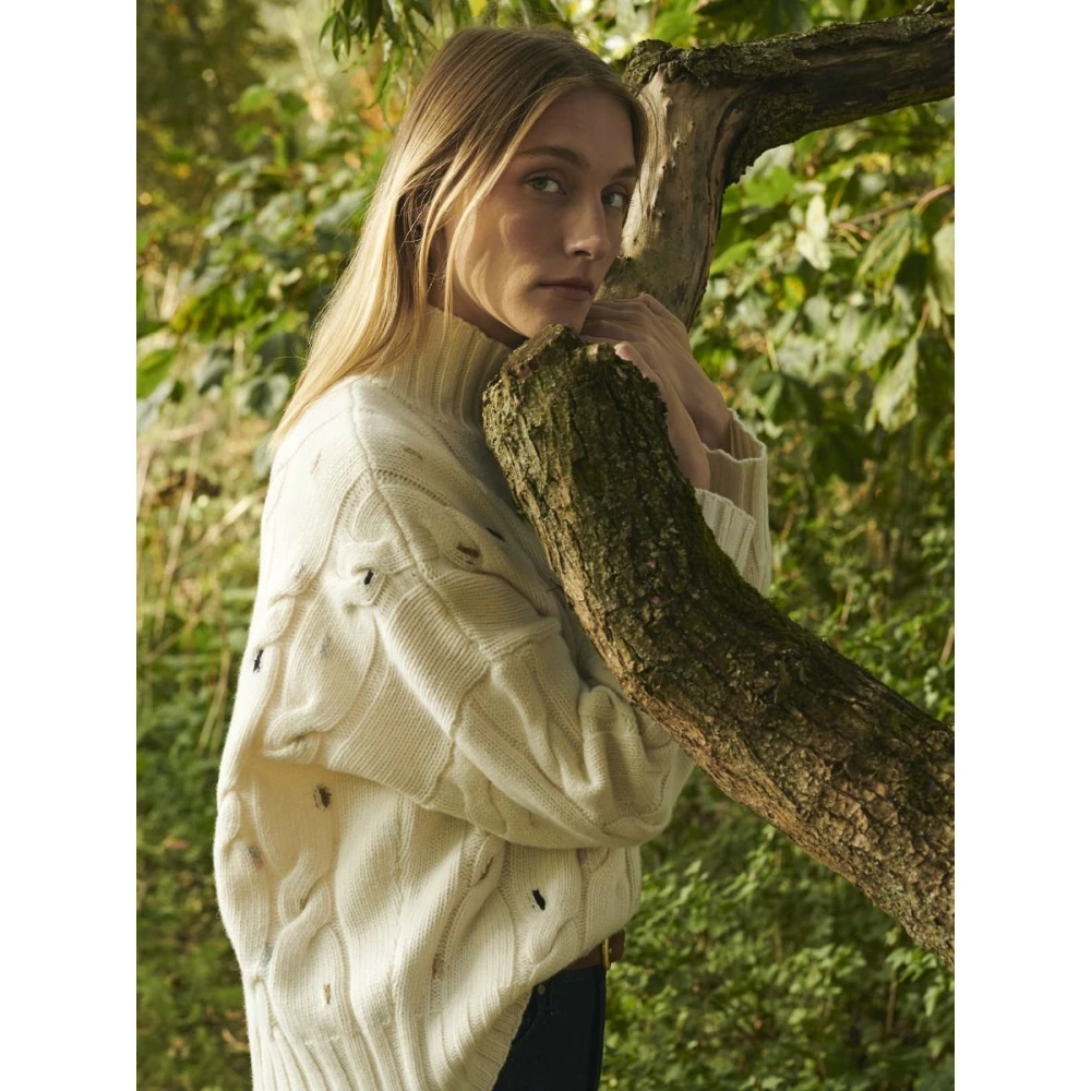 Barbour Witte Gebreide Oversized Trui White Dames