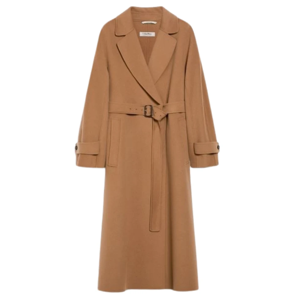 Max Mara Kameelwollen Jas Dubbelbreasted Brown Dames