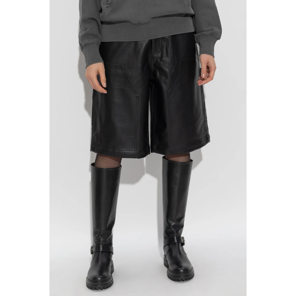 Carhartt WIP Eco leren shorts Black Dames